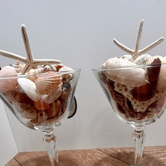 2 Crystal Glasses Siesta Key's Seashells Starfish Pierced Earrings Coastal - Picture 5 of 9